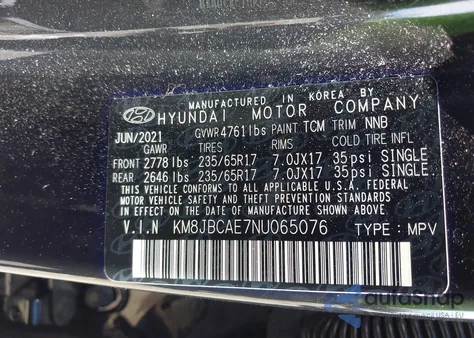 2022 Hyundai Tucson Sel z USA, uszkodzony, nr VIN KM8JBCAE7NU065076